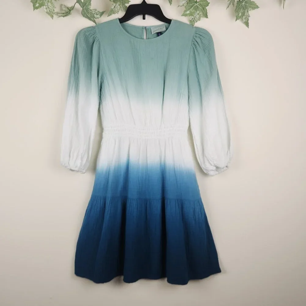 Universal Thread Size XS Cotton Gauze Ombre Elastic waist Dress with Pockets - Picture 2 of 9